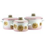 Набор эмалированной посуды 3 предмета «Герберы» (2л,3л,4л)