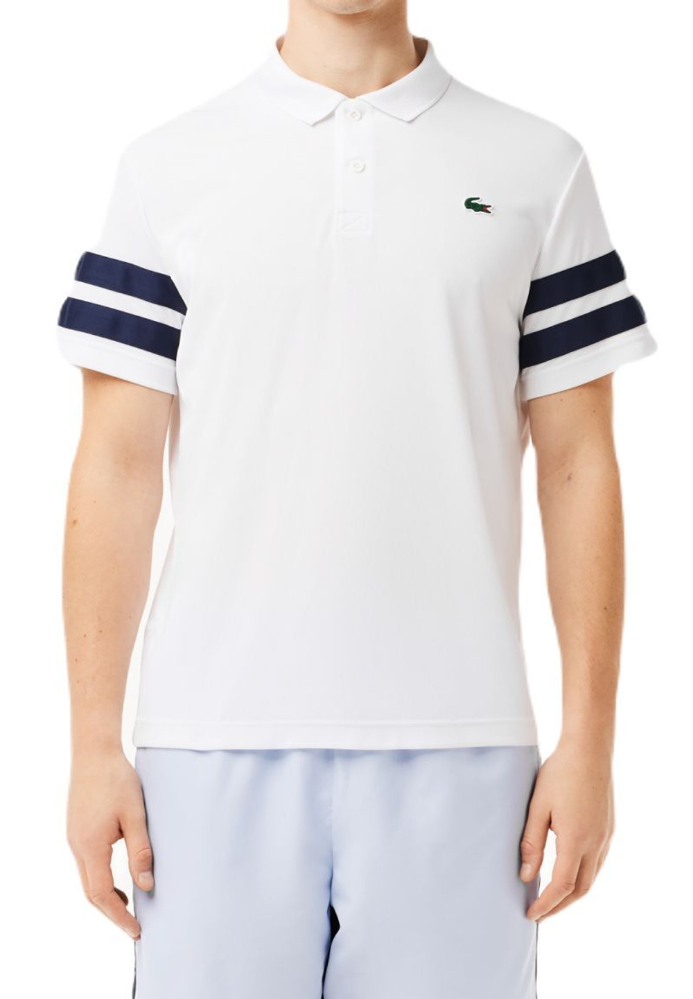 Мужское теннисное поло Lacoste Ultra-Dry Colourblock Tennis Polo Shirt - white/navy blue