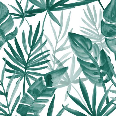 Тропические листья в зеленых тонах