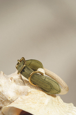 Ошейник "Пони-Макарони" Зеленый (бежевый канат)