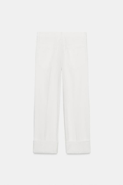 ZARA ДЖИНСЫ ПРЯМОГО КРОЯ С НИЗКОЙ ПОСАДКОЙ — ZW COLLECTION, БЕЛЫЙ