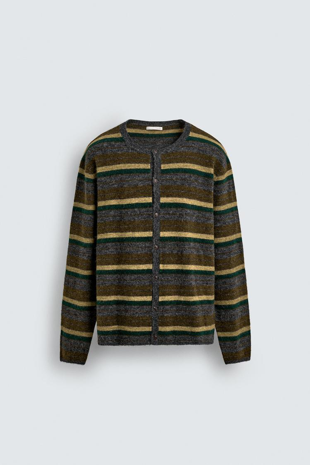 ZARA ЖАККАРДОВЫЙ КАРДИГАН В ПОЛОСКУ, АНТРАЦИТОВО-СЕРЫЙ