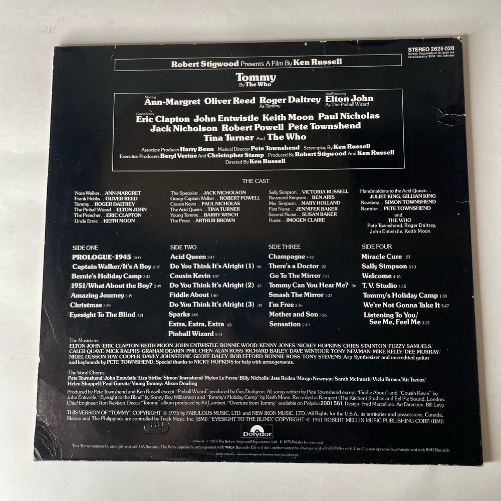 Винтажная виниловая пластинка LP Tommy Томми Музыка К Кинофильму (Soundtrack Recording) (Германия 1975) (Eric Clapton, The Who, Elton John и др)