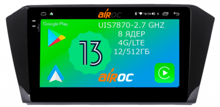 Магнитола для Volkswagen Passat 2015+ (без штатного усилителя) - Airoc 2K AU-3713 на Android 13, TS20, 12/512Гб, SIM-слот