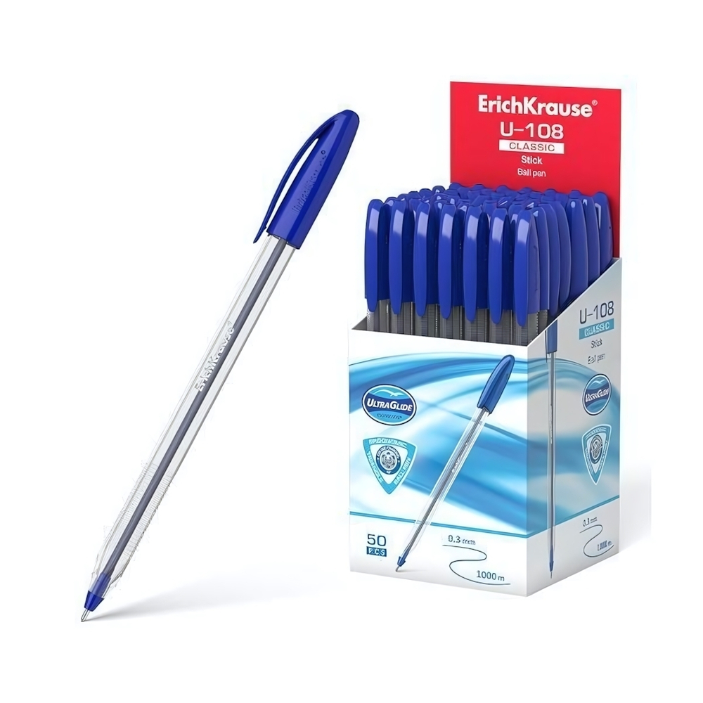 Ручка шариковая 1,0 мм, синяя "U-108 Classic Stick" (ErichKrause)