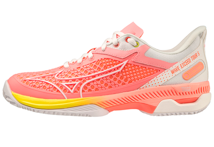 Женские Кроссовки теннисные Mizuno Wave Exceed Tour 5 CC - candy coral/snow white/neon flame