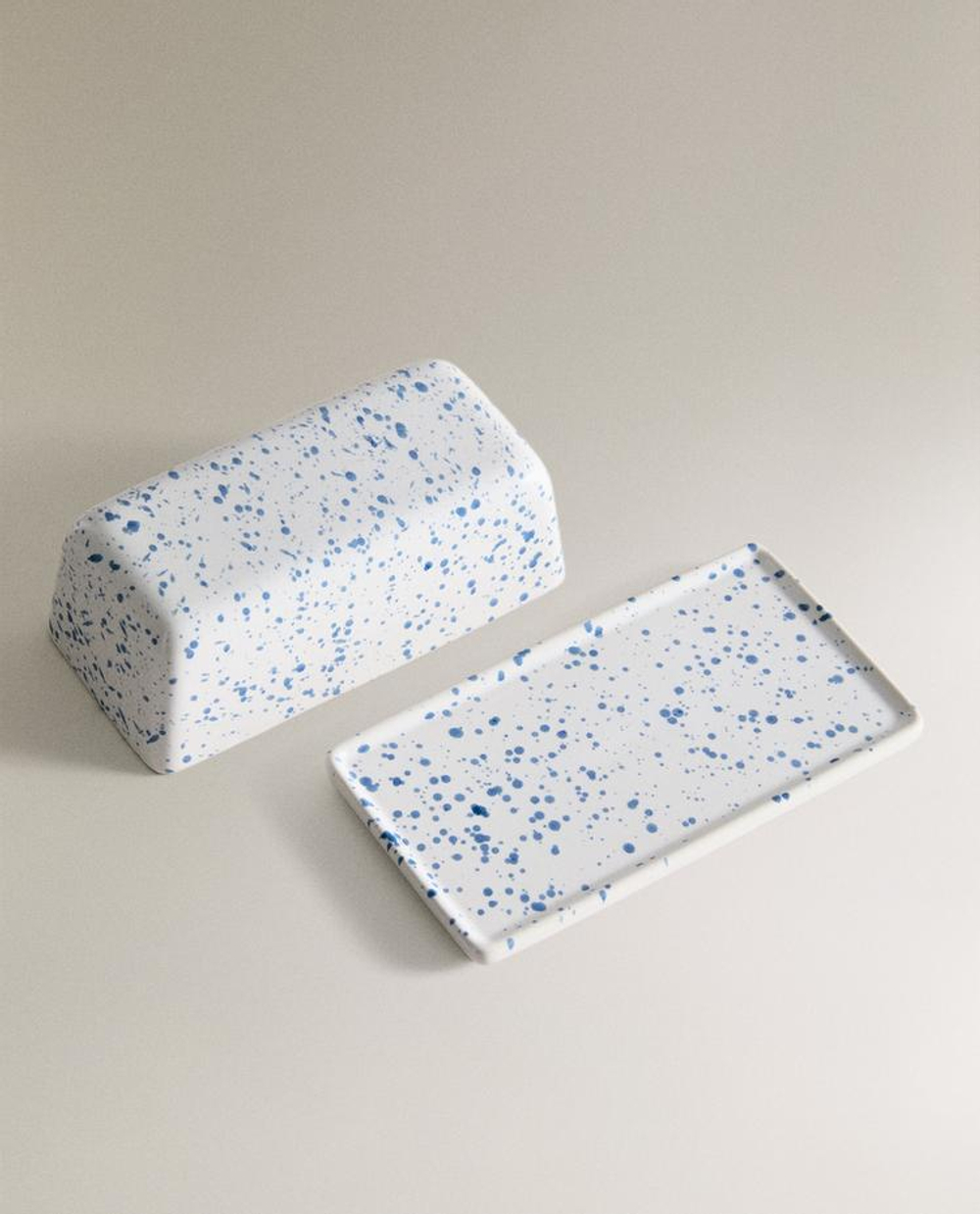 ZARA HOME МАСЛЕНКА С КОНТРАСТНЫМ УЗОРОМ, СИНИЙ