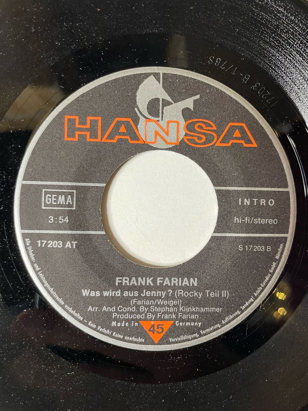 Винтажная виниловая пластинка LP Frank Farian Spring Uber Deinen Schatten, Tommy (Germany 1976)