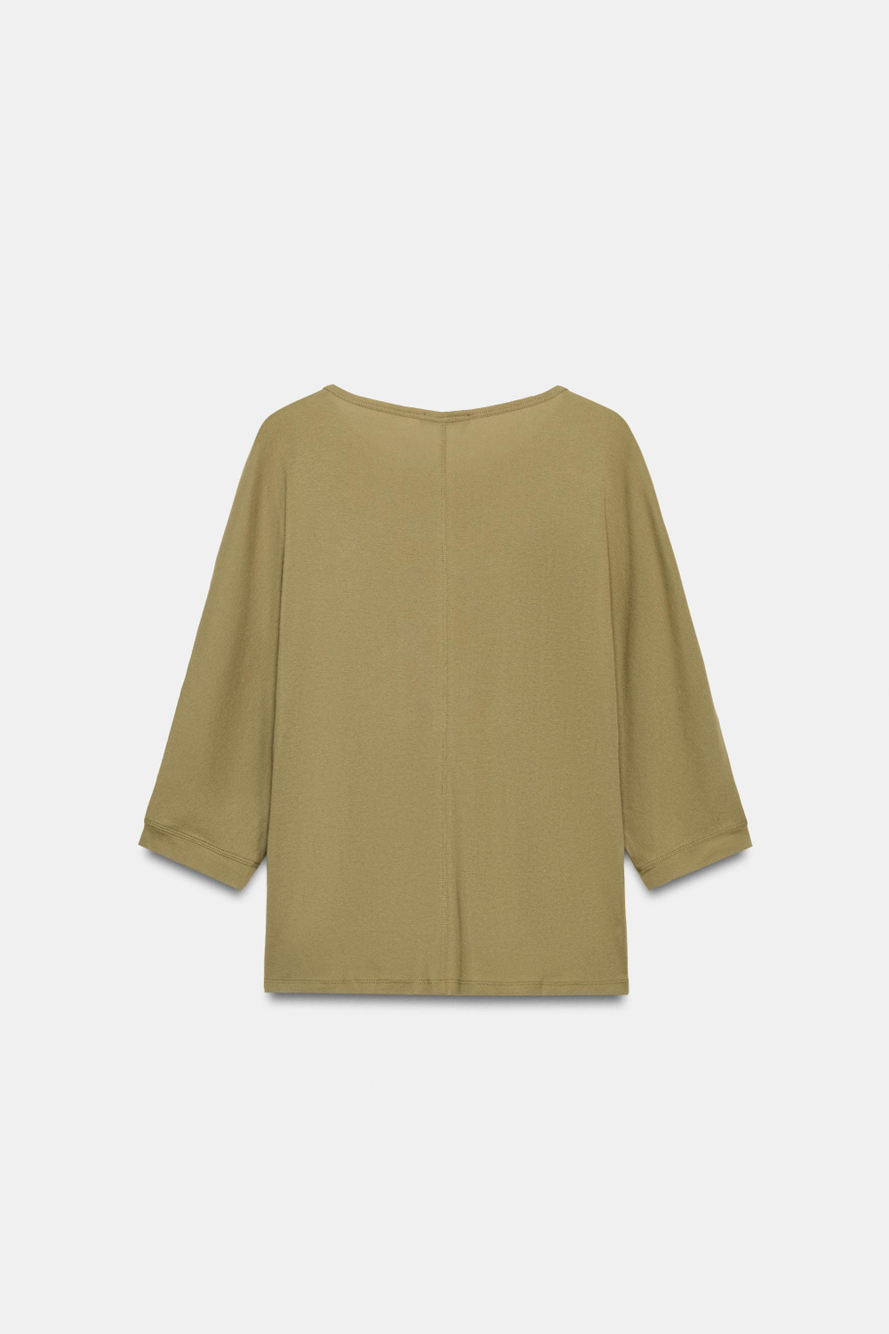 ZARA ХЛОПКОВАЯ ФУТБОЛКА С КРУГЛЫМ ВЫРЕЗОМ, ХАКИ