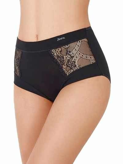 Высокие трусики Charm Cotton с кружевными вставками (Размер: XL) (Цвет: черный)