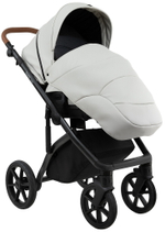 Детская коляска Roan Bass Next Кожа 2.0 3 в 1 с автокреслом Tutis Elo Lux EduSky Black BNL/70/2 Island Stone /Black/ руч.Коричневый