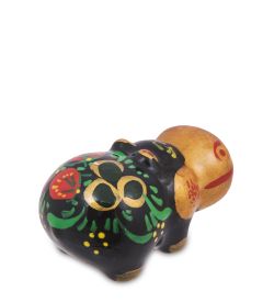 ГЛ-968 Фигурка «Бегемот» мал. хохлома (Гжельский фарфор)