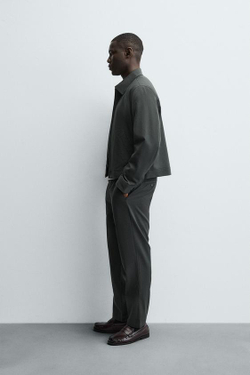 ZARA БРЮКИ-ДЖОГГЕРЫ КЛАССИЧЕСКОГО КРОЯ, ТЕМНЫЙ ХАКИ