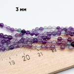 Флюорит граненый бусины, диаметр около 3,1-3,3 мм, цена за нить 38 см