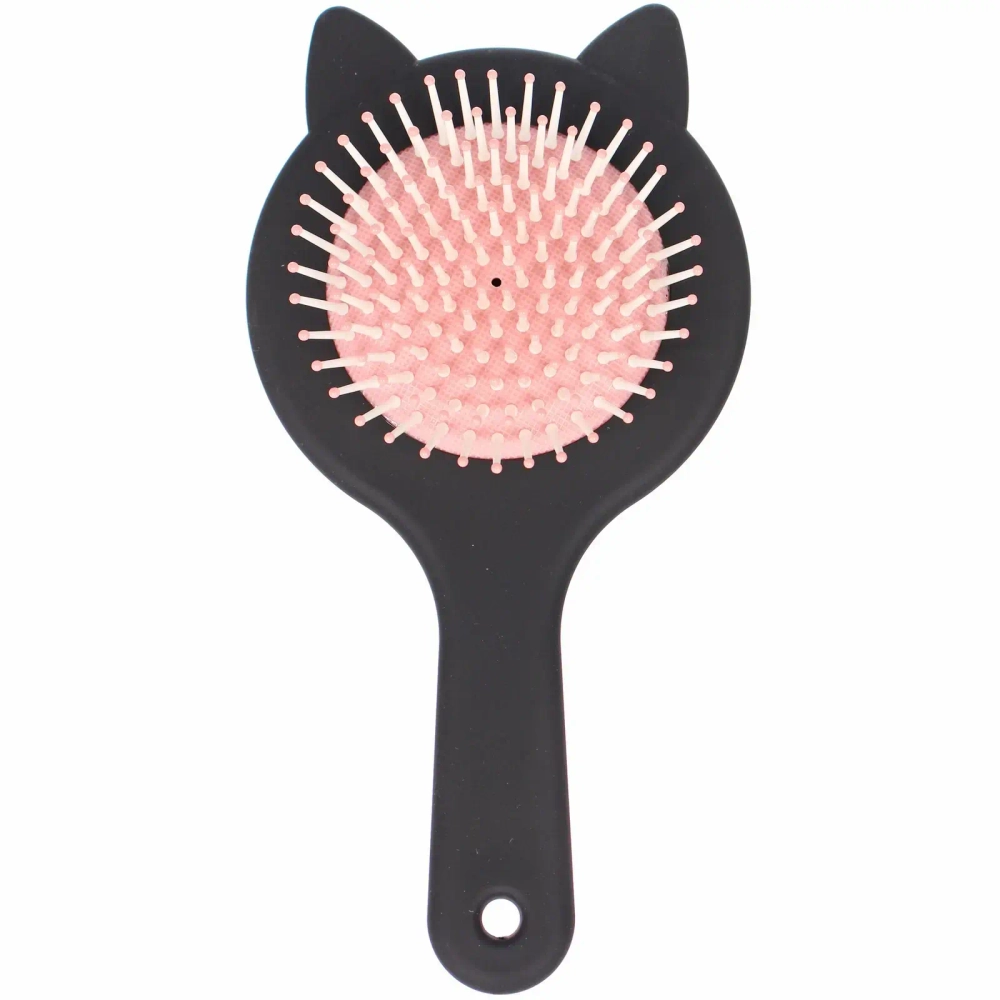 Расчёска массажная «КИТИ СЕТ», цвет чёрный, бактелитовое покрытие, 19.5*10см (коробка PVS)