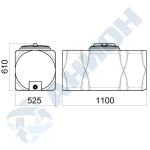 Емкость прямоугольная горизонтальная с дыхательным клапаном и сливом Анион 250 л. прямоугольная (1110x525x610см;синий) - арт.559422