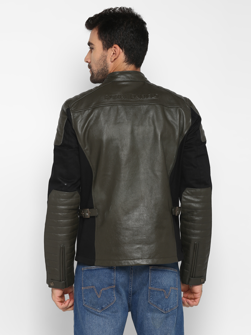 Куртка мужская кожаная Royal Enfield, цвет - зеленый, размер - L, арт. RLAJKN000141 (JKAW20009KAYAK GREEN)