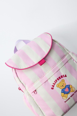 ZARA РЮКЗАК В ПОЛОСКУ, РОЗОВЫЙ