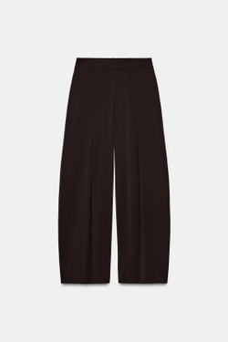 ZARA СВОБОДНЫЕ БРЮКИ С ЗАЩИПАМИ — ZW COLLECTION, КОРИЧНЕВЫЙ