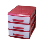 Мини комод 3х красн. перл/прозр