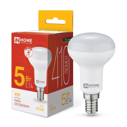 Лампа светодиодная LED-R39-VC 5Вт 230В Е14 3000К ТЕПЛЫЙ 410Лм IN HOME