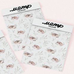 Ткань интерлок акварельный ёжик