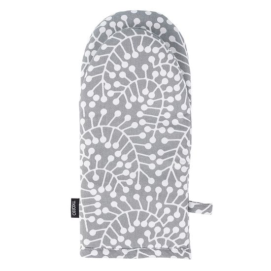 Прихватка-варежка серого цвета с принтом Спелая Смородина из коллекции scandinavian touch, 14х32 см