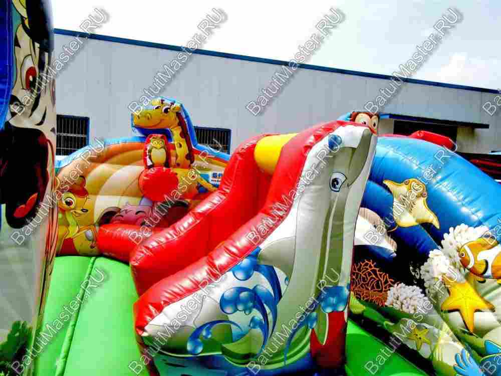 Коммерческий надувной батут "Царство зверей", размер 5*5*3,3 м