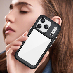 Прозрачный противоударный чехол для iPhone 17 Pro, с усиленными защитными рамками черного цвета