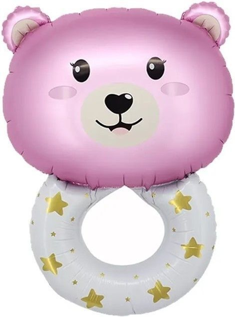 Шар (27""/69 см) Фигура, Погремушка Медвежонок, Розовый, 1 шт. Г9