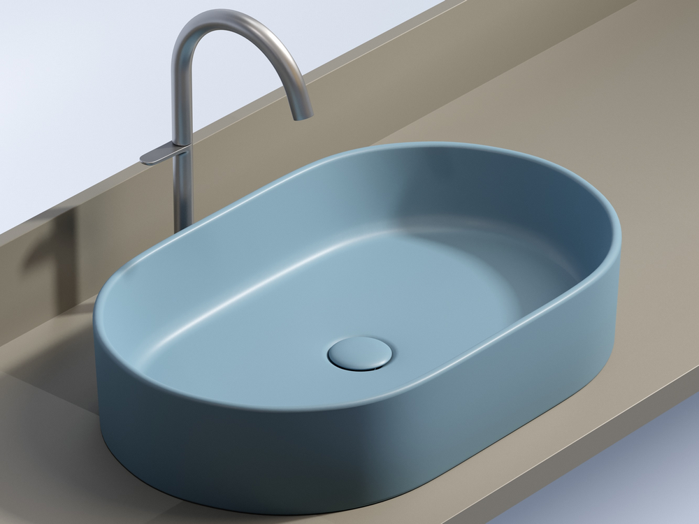 Умывальник чаша накладная овальная (цвет Голубой Матовый) Element 608x385x122мм