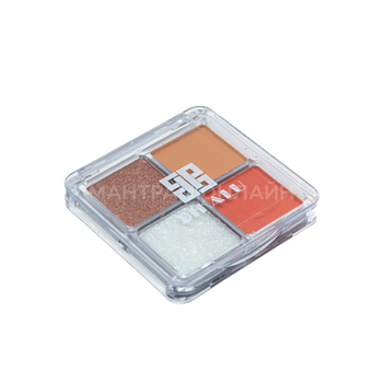 Тени для век Dikalu (оранжевый, коричневый, коричневый с блеском, белый шиммер) 4 цв. 7 г