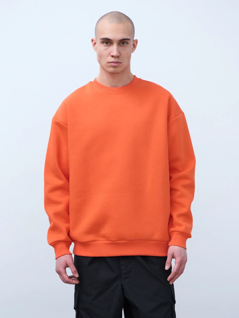 Свитшот оверсайз, с начесом (оранжевый)