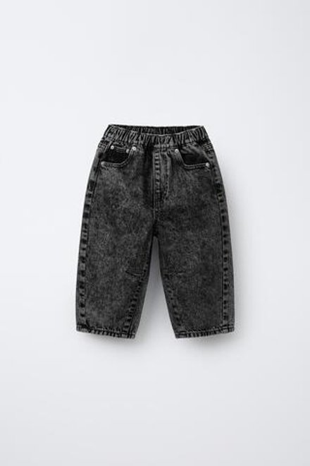 ZARA ДЖИНСЫ BALLOON С ЭФФЕКТОМ ПОТЕРТОСТИ, ЧЕРНЫЙ