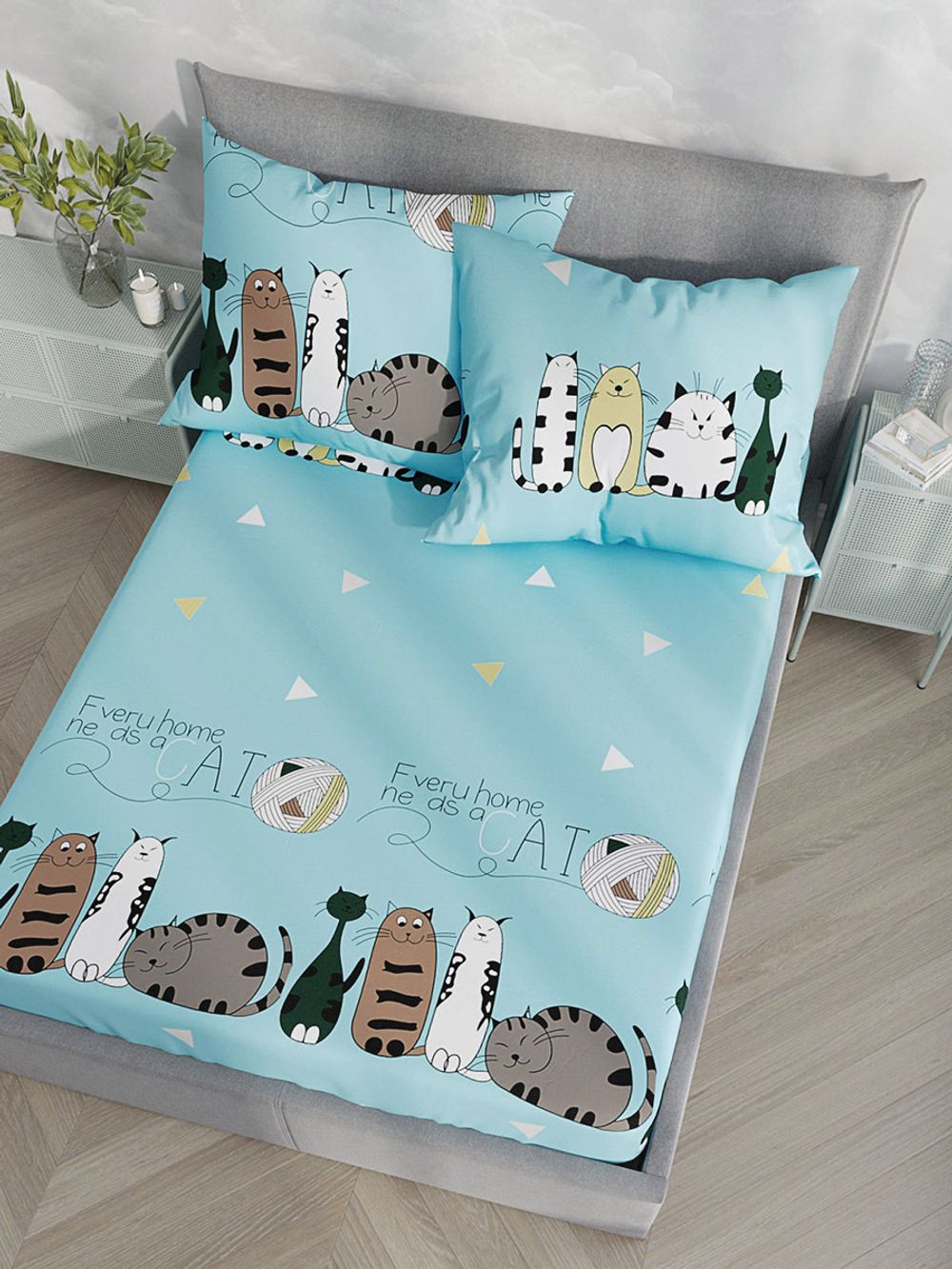 Простынь полисатин Simple House "Кити" 200x215 см