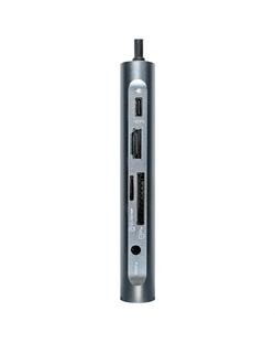 Exegate EX293985RUS Док-станция ExeGate DUB-31C/MAX (кабель-адаптер USB Type-C --&gt; 3xUSB3.0 + Card Reader + PD 100W + HDMI 4K@30Hz + VGA + Audio + Lan RJ45 10/100/1000Mb, Plug&Play, серый)