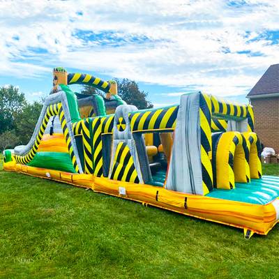 Коммерческая надувная полоса препятствий «Радиация», 18×3×4 м