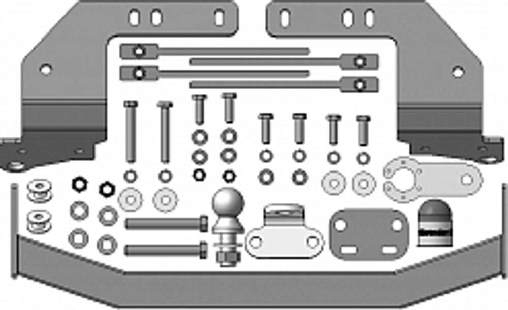 Фаркоп на Toyota Land Cruiser 200 2007-2021 (без электрики, паспорт и сертификат в комплекте) Motodor.92502-FE