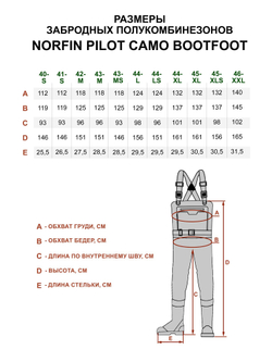 Полукомбинезон заброд. Norfin PILOT CAMO BOOTFOOT р.41-S с сапогами резина