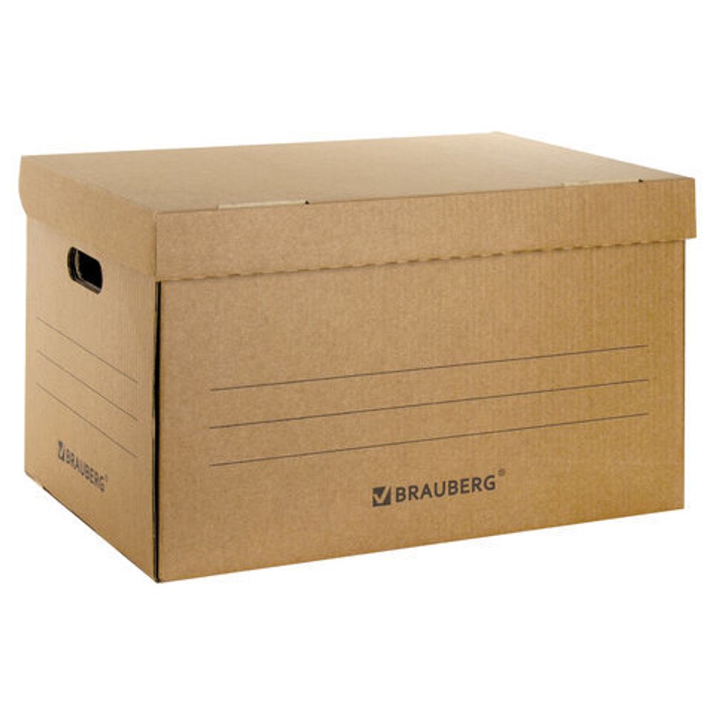 Короб архивный "Делопроизводство" (325х480х295 мм), с крышкой, гофрокартон, BRAUBERG, 126523