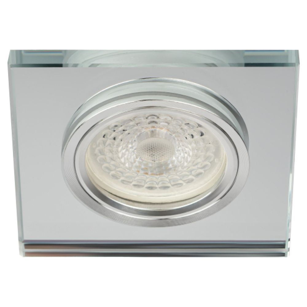 DK8 CH/WH Светильник ЭРА декор стекло квадрат MR16,12V/220V, 50W, хром/зеркальный