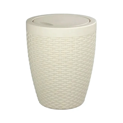 Контейнер для мусора Плетенка с крышкой 8 л (бежевый)