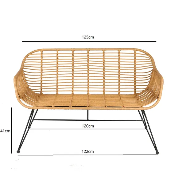 Кушетка Vetle Bent, 125х68 см, светлый ротанг