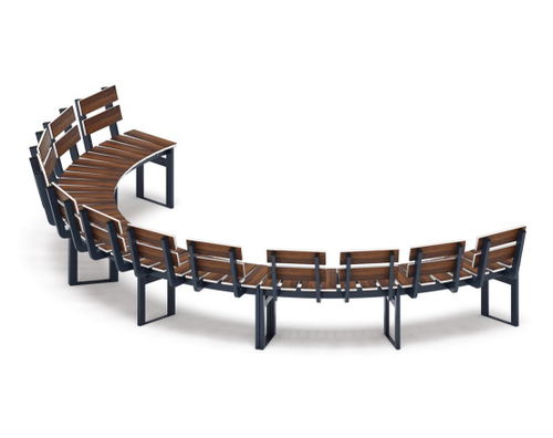 Скамья Модульная радиальная (темный дуб) МФ 42.01.25 (под анкера)