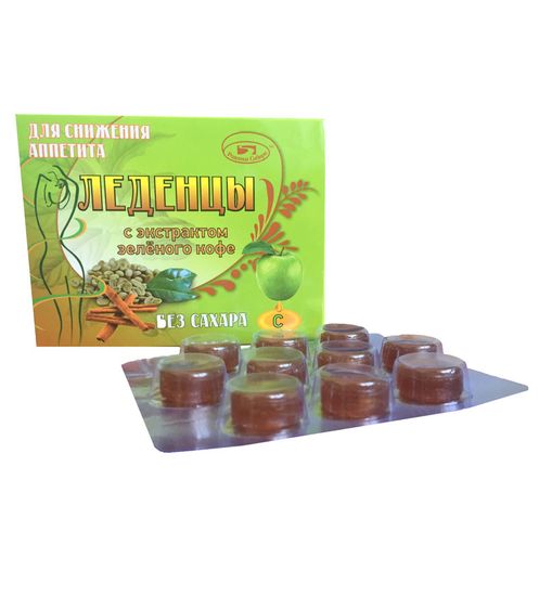 Леденцы без сахара с экстрактом зеленого кофе и корицы