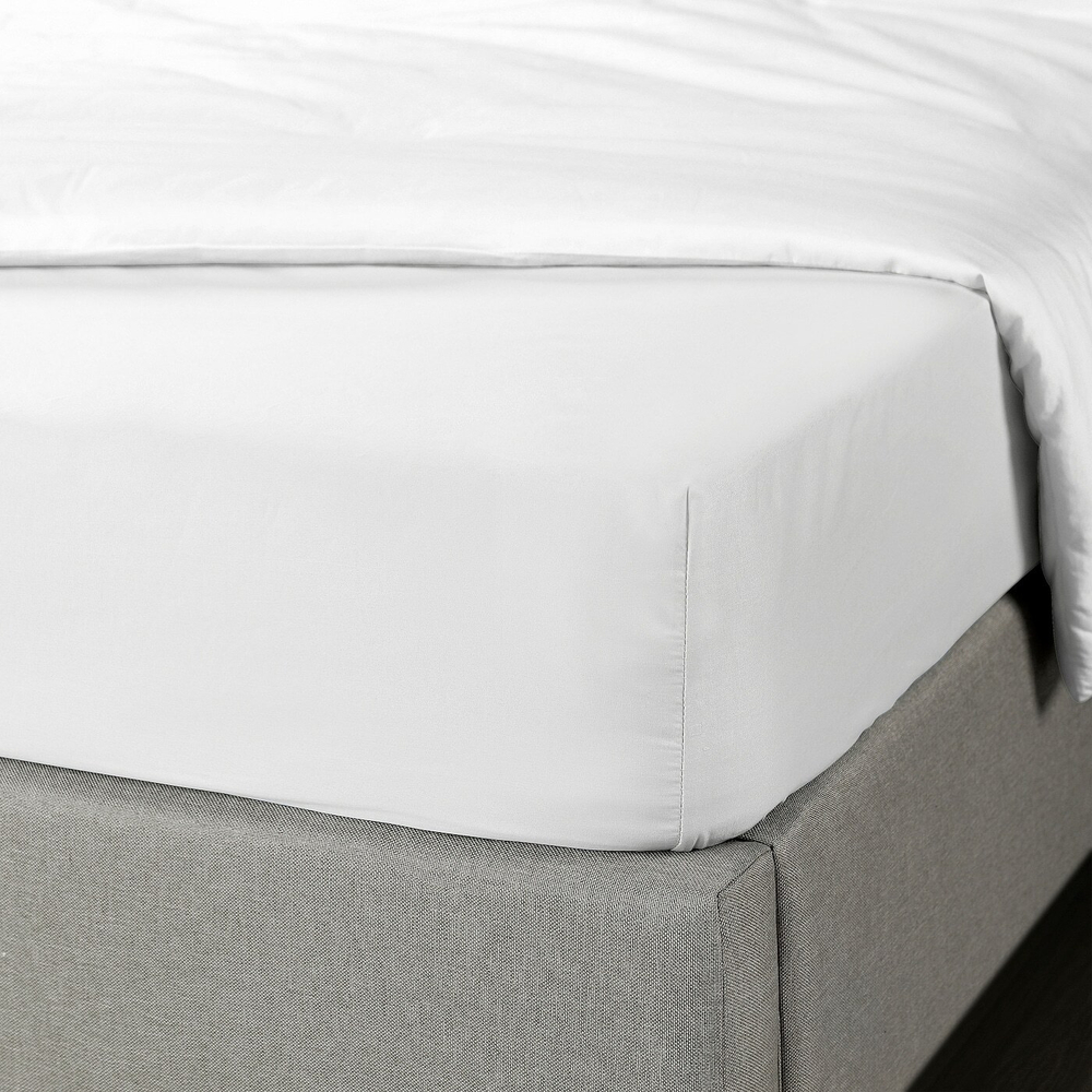 IKEA BRUKSVARA  (ИКЕА БРУКСВАРА)  -  Простыня на резинке, белая, 90x200 см