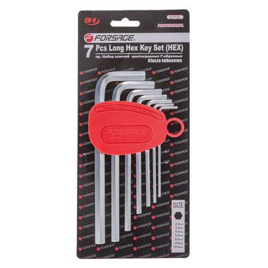 Набор ключей Г-образных 6-гранных длинных 7пр.(2.5, 3-6, 8, 10мм) в пластиковом держателе Forsage F-5072L