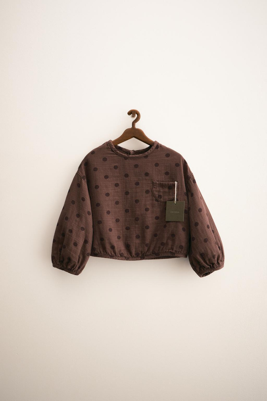 ZARA TIMELESS — РУБАШКА В ГОРОШЕК, КОРИЧНЕВЫЙ