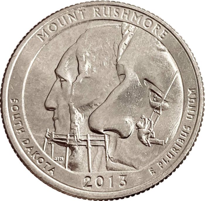 25 центов (1/4 доллара, квотер) 2013 США «Национальный мемориал Маунт-Рашмор» (P) (20-й парк)