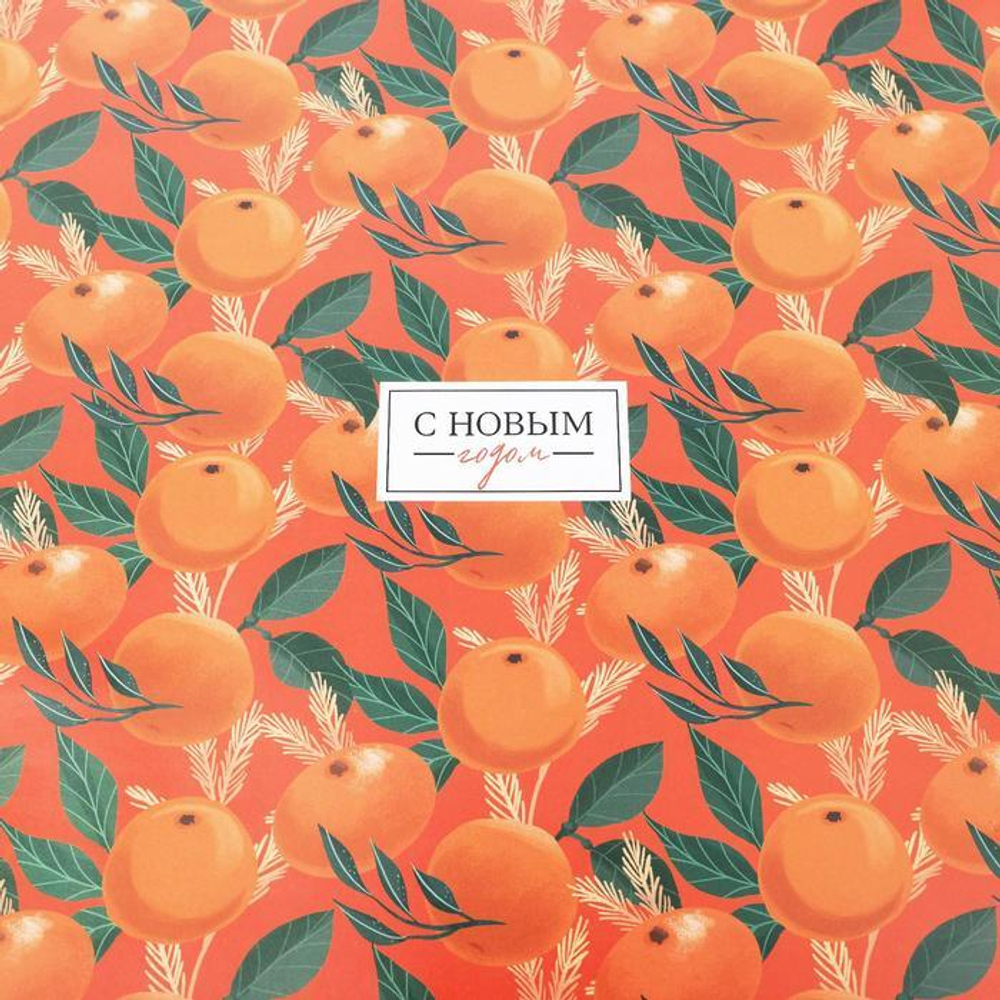 Бумага упаковочная глянцевая  «Яркие мандарины», 70 х 100 см